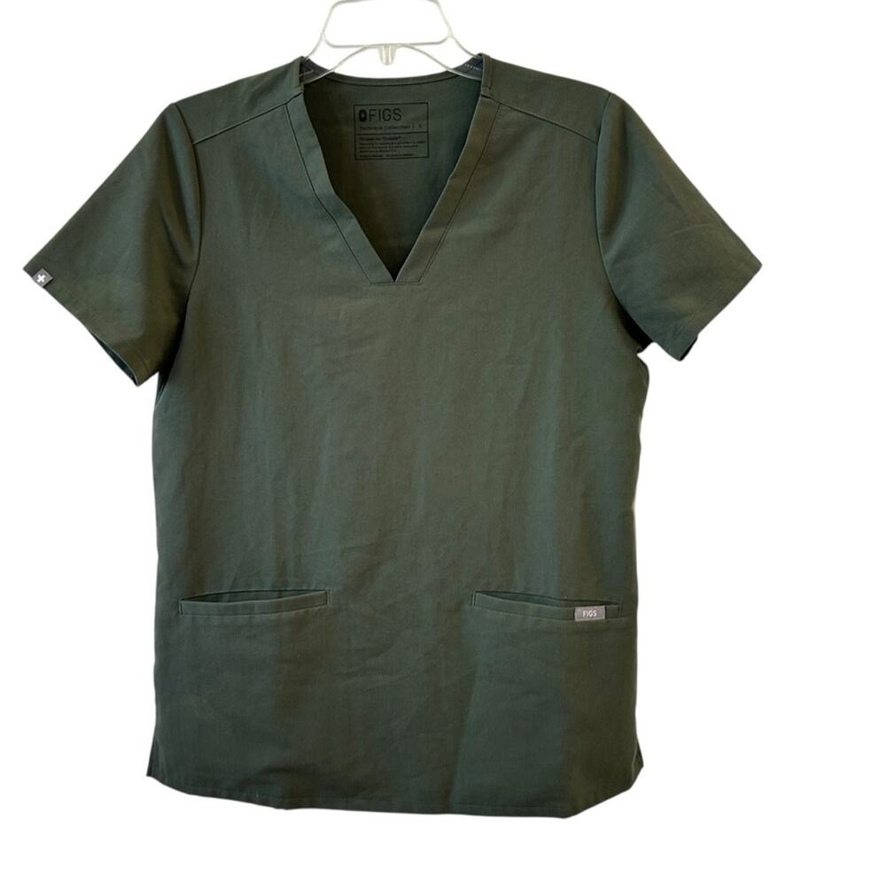 FIGS Catarina One Pocket Scrub Top Olive Green Technical Collection Women Small